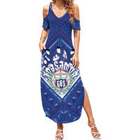 Toa Samoa Rugby Custom Summer Maxi Dress Samoan Pride With Tribal Pattern - Polynesian Pride