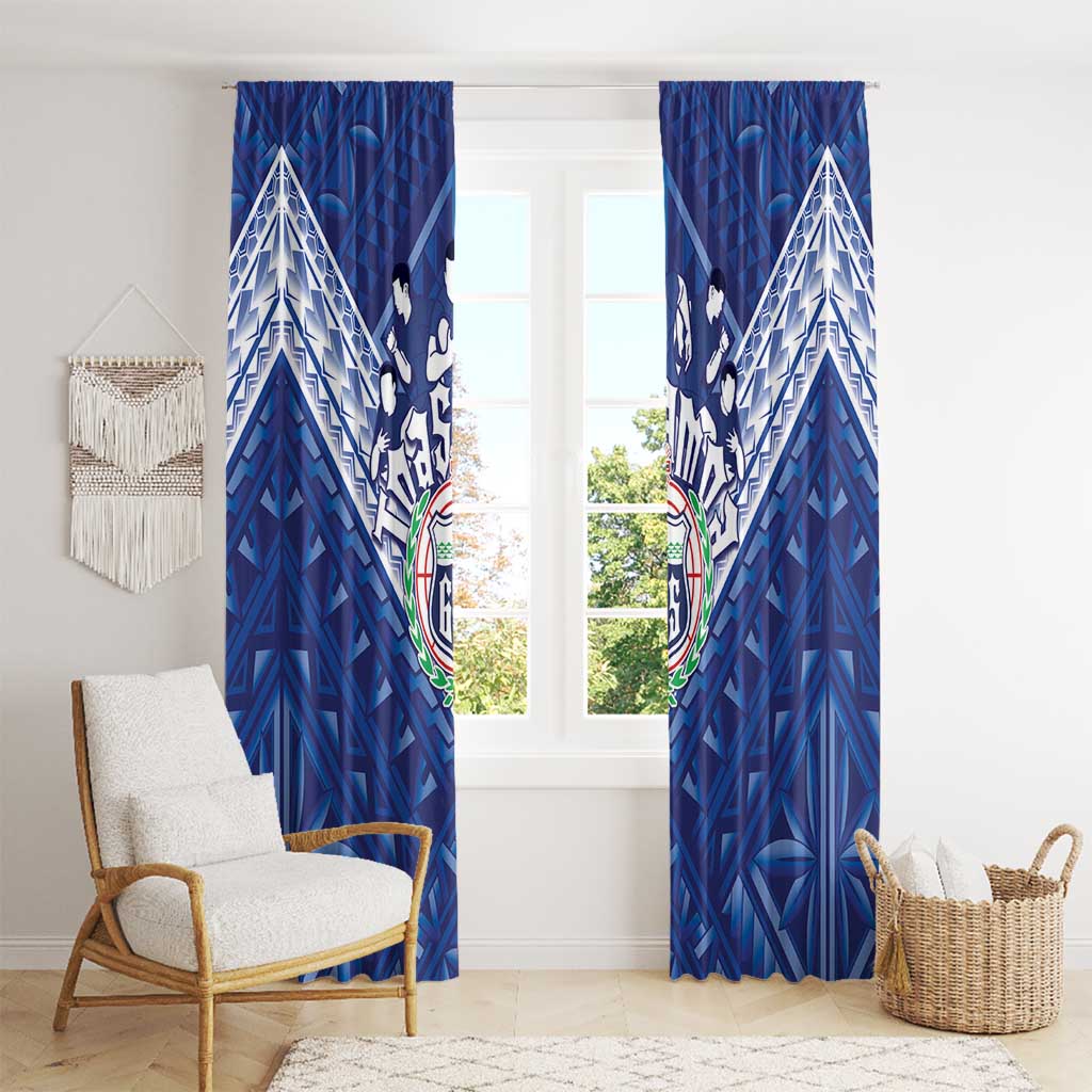 Toa Samoa Rugby Window Curtain Samoan Pride With Tribal Pattern - Polynesian Pride
