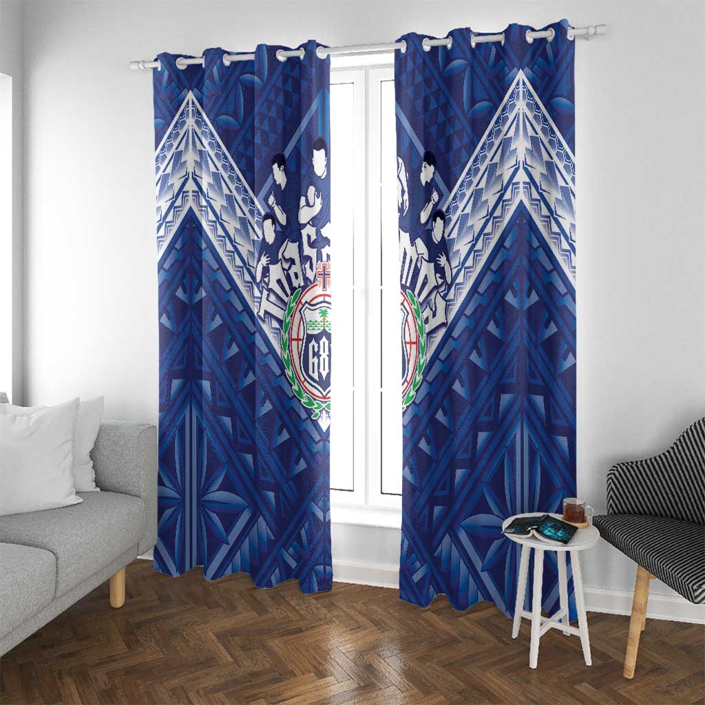 Toa Samoa Rugby Window Curtain Samoan Pride With Tribal Pattern - Polynesian Pride