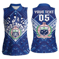 Toa Samoa Rugby Custom Women Sleeveless Polo Shirt Samoan Pride With Tribal Pattern - Polynesian Pride