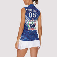 Toa Samoa Rugby Custom Women Sleeveless Polo Shirt Samoan Pride With Tribal Pattern - Polynesian Pride