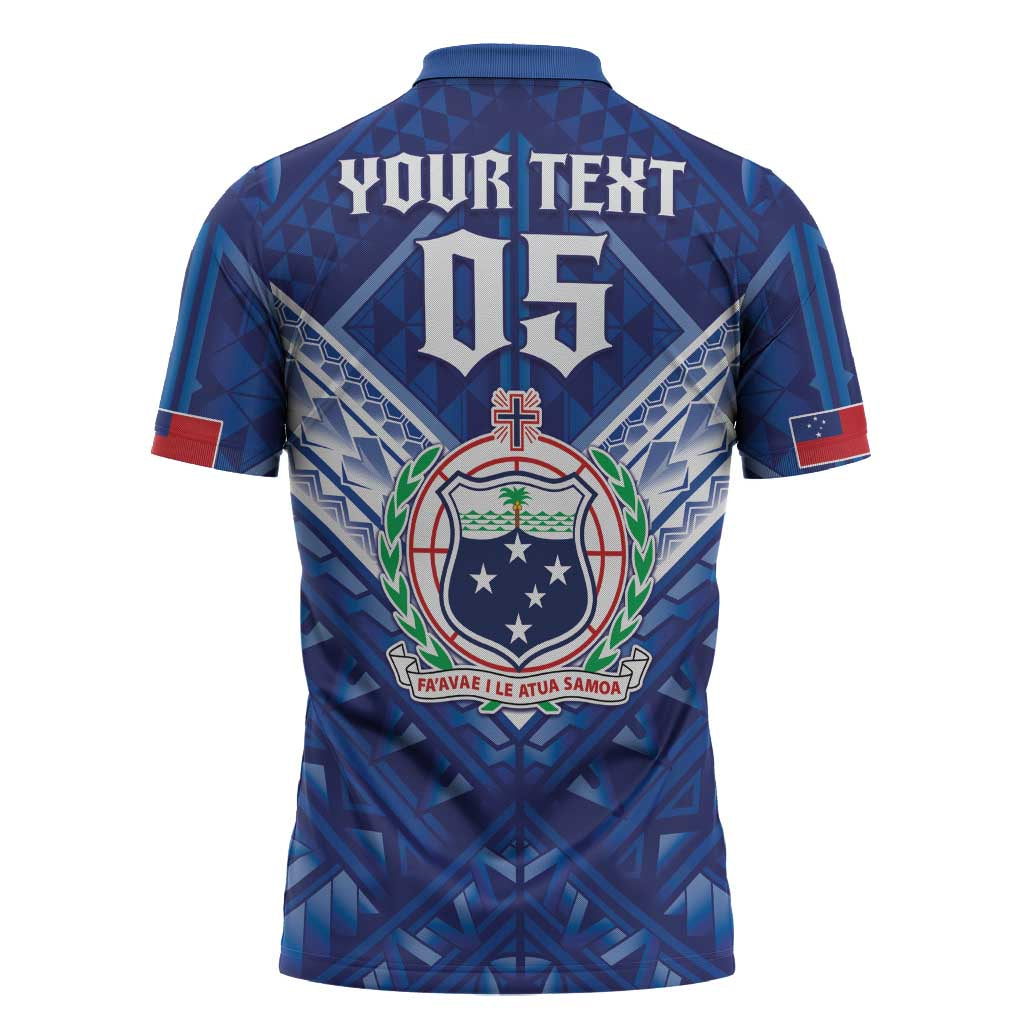 Toa Samoa Rugby Custom Zipper Polo Shirt Samoan Pride With Tribal Pattern - Polynesian Pride