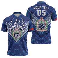 Toa Samoa Rugby Custom Zipper Polo Shirt Samoan Pride With Tribal Pattern - Polynesian Pride