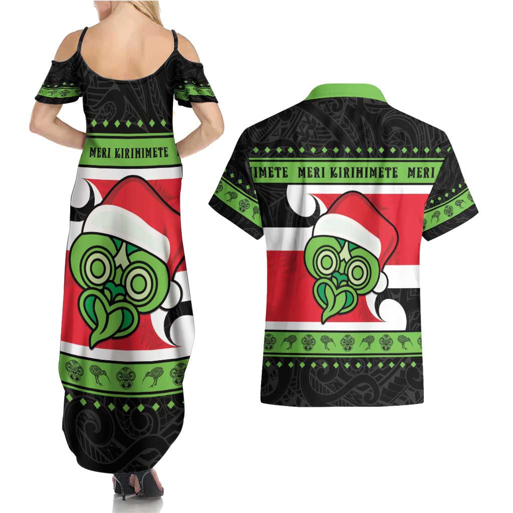 New Zealand Funny Christmas Couples Matching Summer Maxi Dress and Hawaiian Shirt Maori Tiki