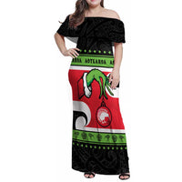 New Zealand Funny Christmas Family Matching Off Shoulder Maxi Dress and Hawaiian Shirt Maori Tiki