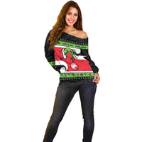 New Zealand Funny Christmas Off Shoulder Sweater Maori Tiki