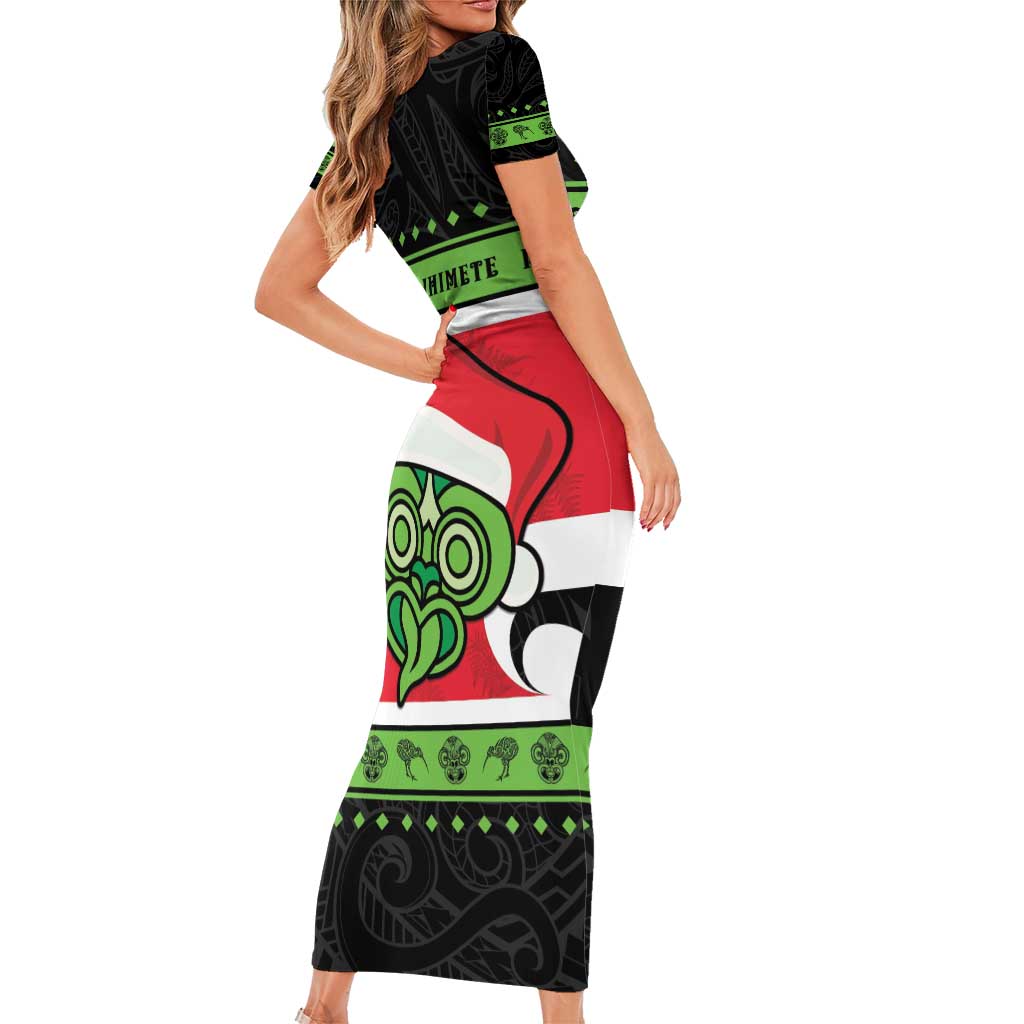 New Zealand Funny Christmas Short Sleeve Bodycon Dress Maori Tiki