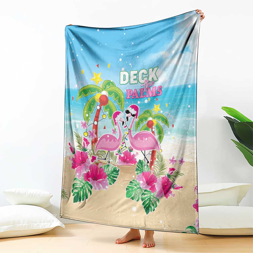 Hawaii Christmas Blanket Deck The Palms Holiday Flamingos