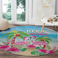 Hawaii Christmas Round Carpet Deck The Palms Holiday Flamingos