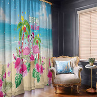 Hawaii Christmas Window Curtain Deck The Palms Holiday Flamingos
