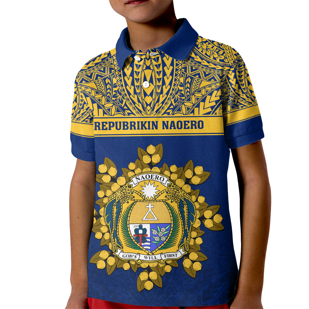 Personalised Repubrikin Naoero Independence Day Kid Polo Shirt Tamanu With Coat Of Arms LT05 Kid Yellow - Polynesian Pride