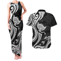 Hawaii Manta Ray Couples Matching Tank Maxi Dress and Hawaiian Shirt Polynesian Art Tattoo