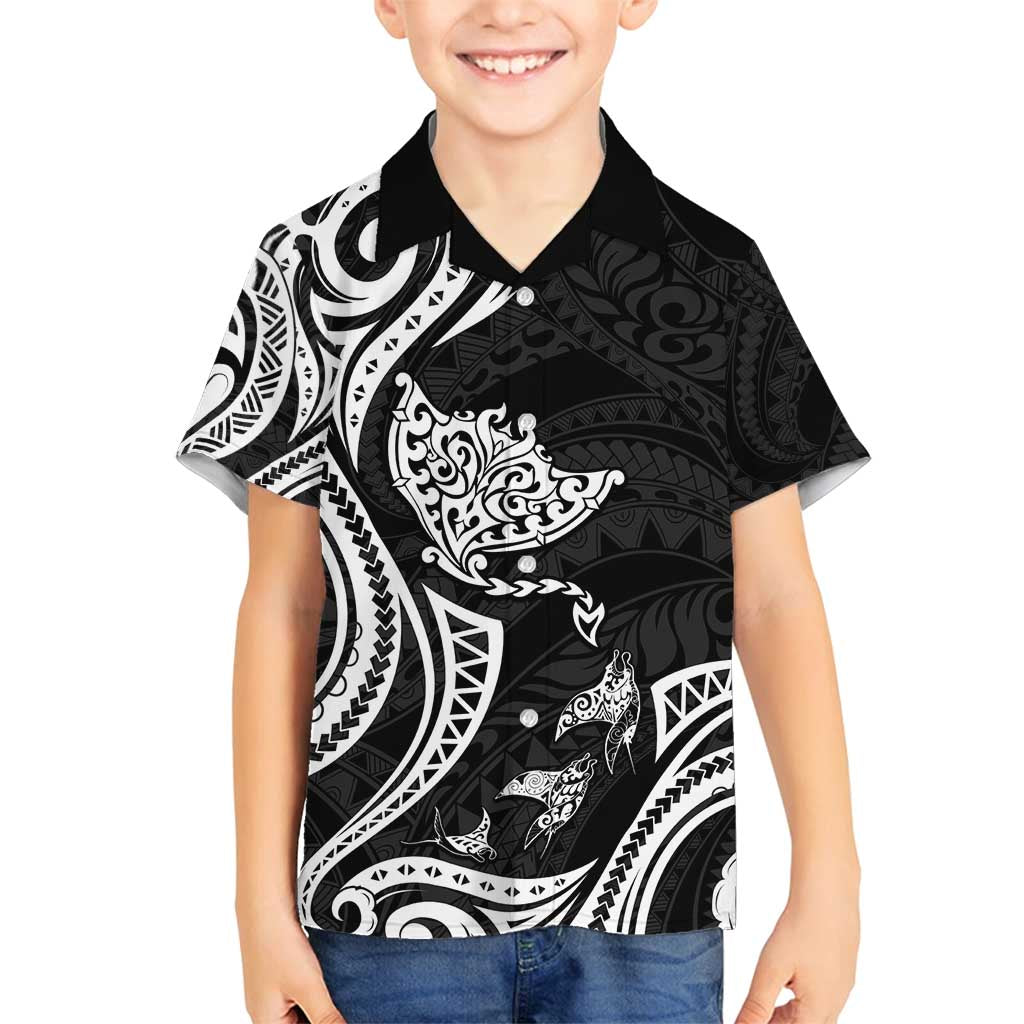 Hawaii Manta Ray Family Matching Off Shoulder Maxi Dress and Hawaiian Shirt Polynesian Art Tattoo