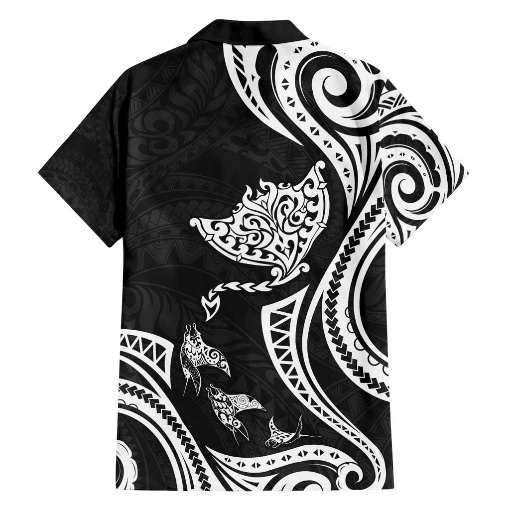 Hawaii Manta Ray Family Matching Off Shoulder Short Dress and Hawaiian Shirt Polynesian Art Tattoo