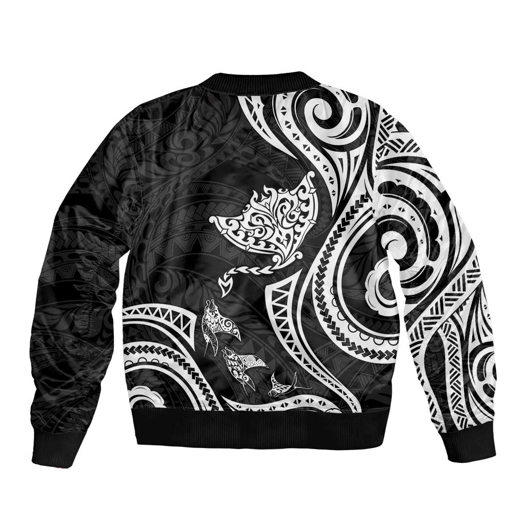 Hawaii Manta Ray Sleeve Zip Bomber Jacket Polynesian Art Tattoo