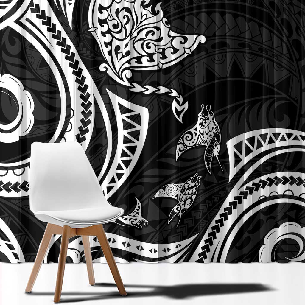 Hawaii Manta Ray Window Curtain Polynesian Art Tattoo