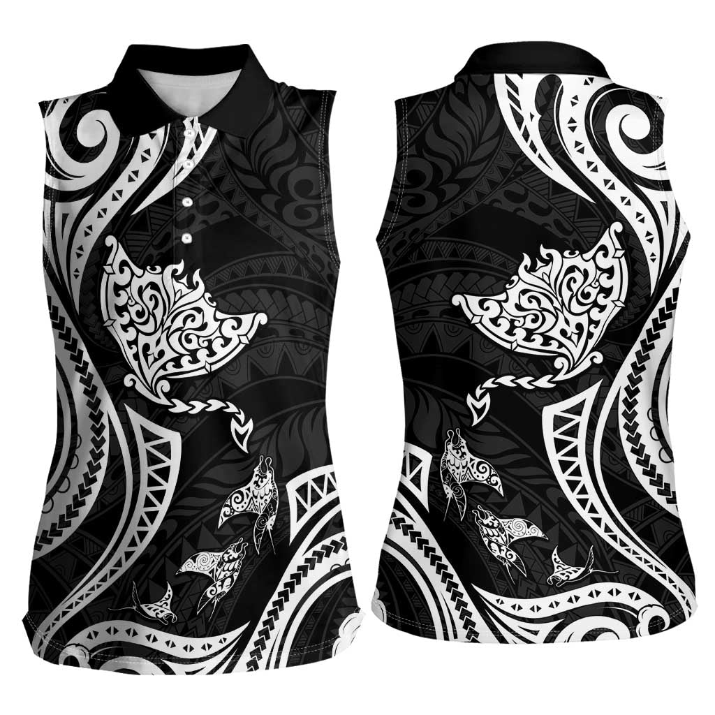 Hawaii Manta Ray Women Sleeveless Polo Shirt Polynesian Art Tattoo LT05 - Polynesian Pride