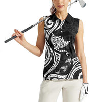 Hawaii Manta Ray Women Sleeveless Polo Shirt Polynesian Art Tattoo LT05 - Polynesian Pride