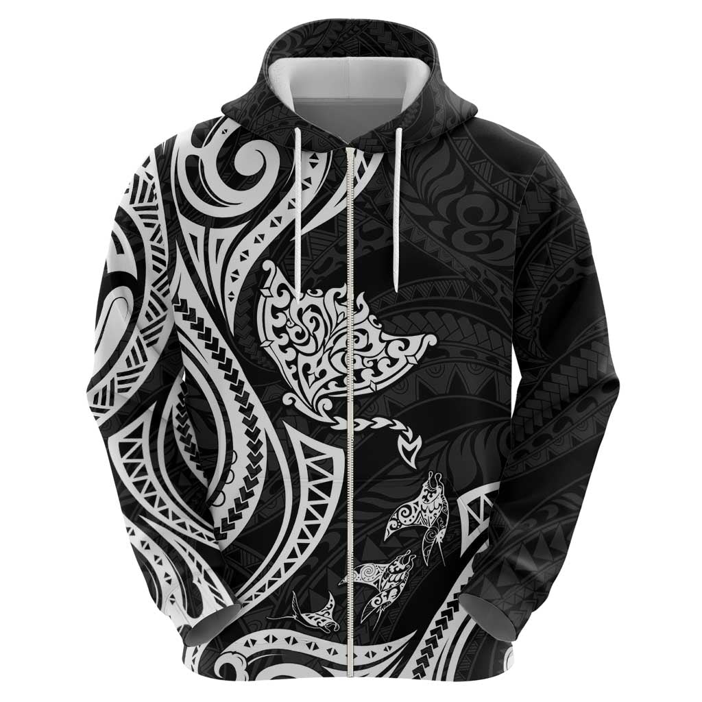 Hawaii Manta Ray Zip Hoodie Polynesian Art Tattoo