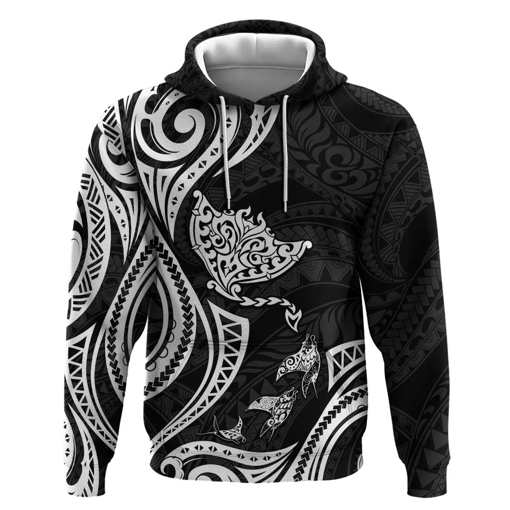 Hawaii Manta Ray Zip Hoodie Polynesian Art Tattoo