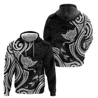 Hawaii Manta Ray Zip Hoodie Polynesian Art Tattoo