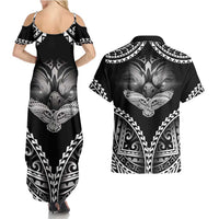 Hawaiian Hawk Couples Matching Summer Maxi Dress and Hawaiian Shirt Polynesian Pattern Style