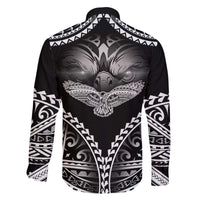 Hawaiian Hawk Family Matching Off The Shoulder Long Sleeve Dress and Hawaiian Shirt Polynesian Pattern Style