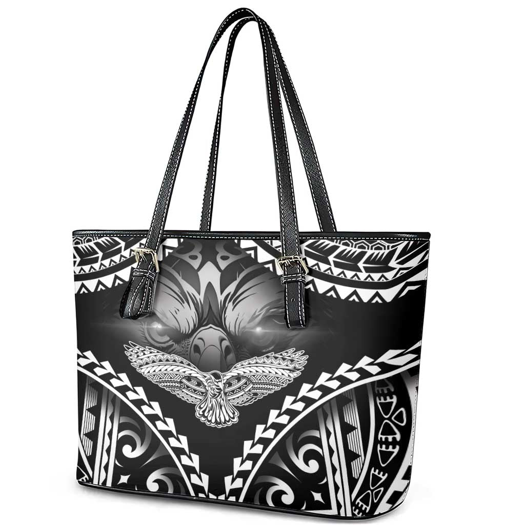 Hawaiian Hawk Leather Tote Bag Polynesian Pattern Style