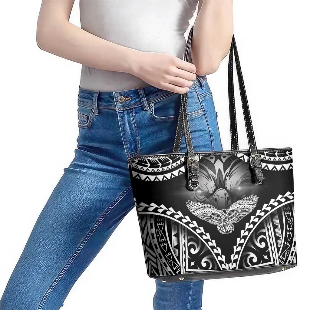 Hawaiian Hawk Leather Tote Bag Polynesian Pattern Style