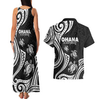 Hawaii Ohana Means Family Couples Matching Tank Maxi Dress and Hawaiian Shirt Sea Turtle Polynesian Style