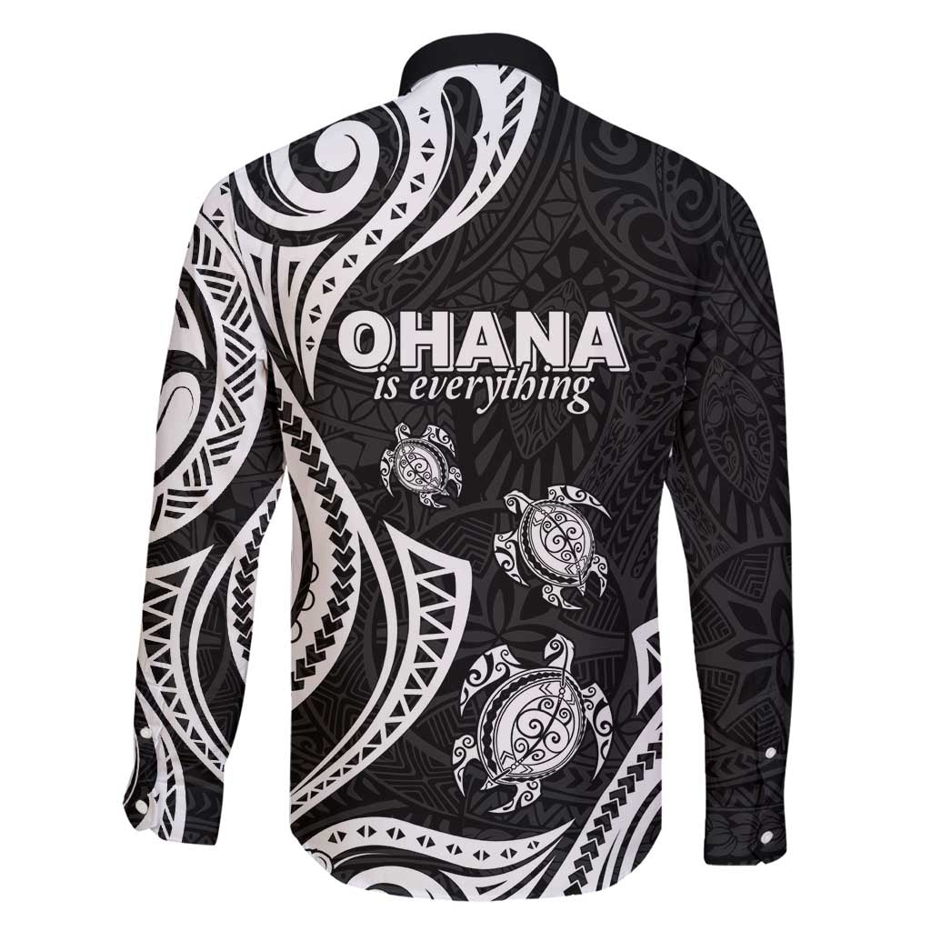 Hawaii Ohana Means Family Family Matching Long Sleeve Bodycon Dress and Hawaiian Shirt Sea Turtle Polynesian Style