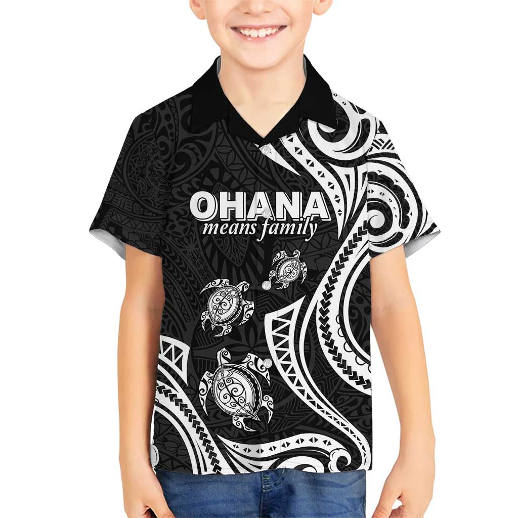 Hawaii Ohana Means Family Family Matching Long Sleeve Bodycon Dress and Hawaiian Shirt Sea Turtle Polynesian Style