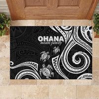 Hawaii Ohana Means Family Rubber Doormat Sea Turtle Polynesian Style LT05 Black - Polynesian Pride