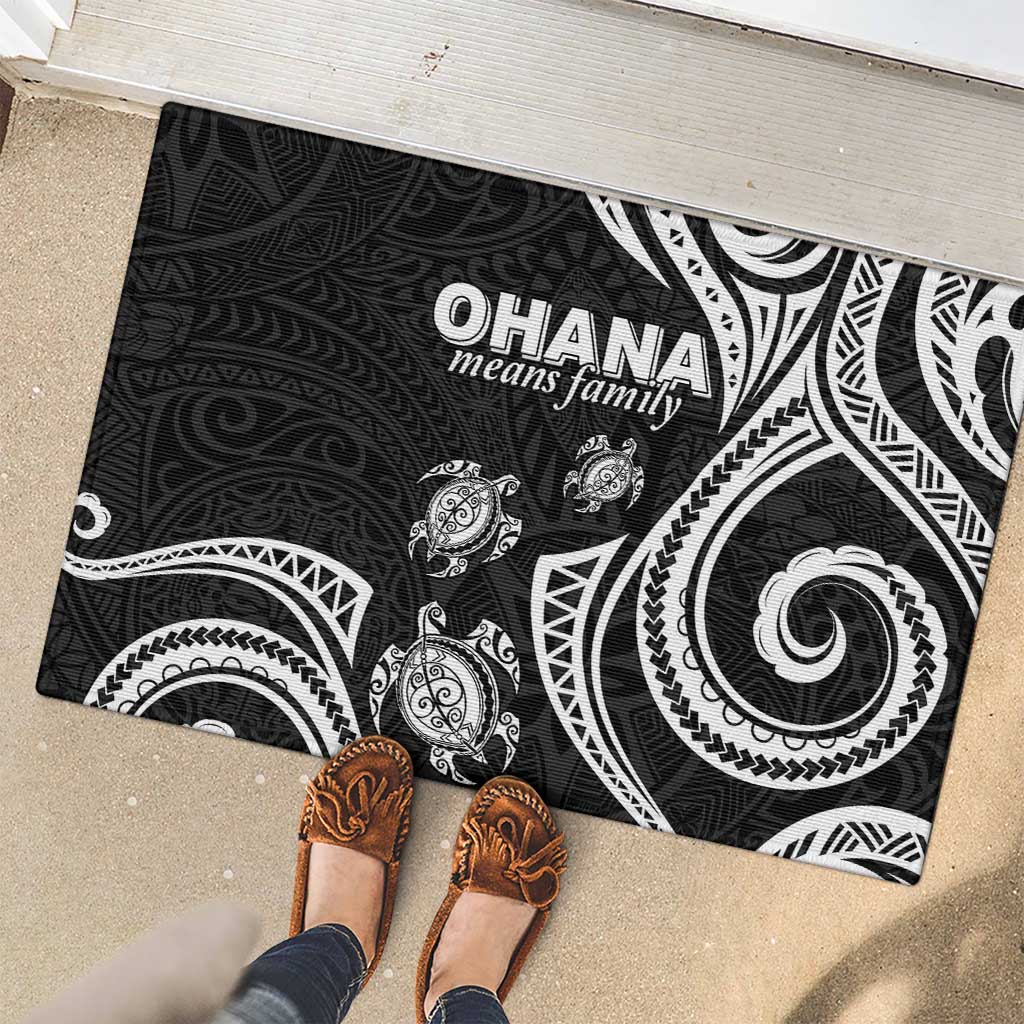 Hawaii Ohana Means Family Rubber Doormat Sea Turtle Polynesian Style LT05 - Polynesian Pride