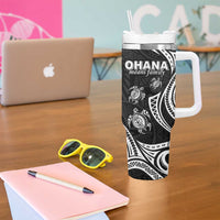 Hawaii Ohana Means Family Tumbler With Handle Sea Turtle Polynesian Style