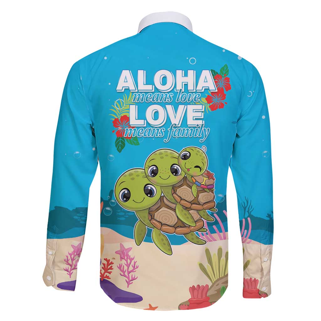 Ohana Hawaii Family Matching Short Sleeve Bodycon Dress and Hawaiian Shirt Kawaii Family Turtle