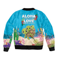 Ohana Hawaii Sleeve Zip Bomber Jacket Kawaii Family Turtle