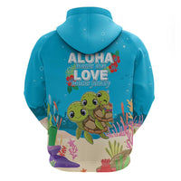 Ohana Hawaii Zip Hoodie Kawaii Family Turtle