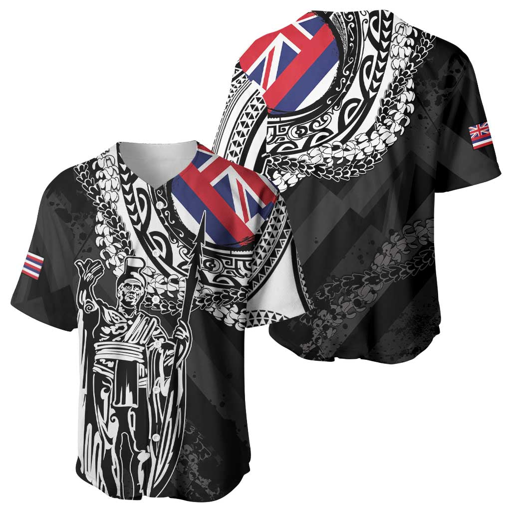Hawaii King Flag Baseball Jersey Hawaiian Maile Lei - Polynesian Pride
