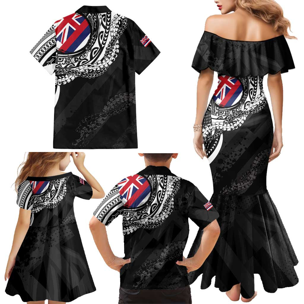 Hawaii King Flag Family Matching Mermaid Dress and Hawaiian Shirt Hawaiian Maile Lei - Polynesian Pride