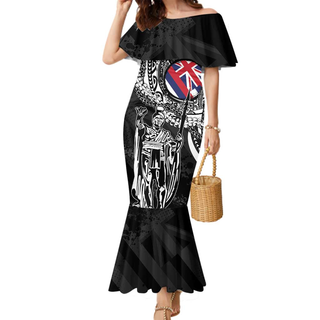 Hawaii King Flag Family Matching Mermaid Dress and Hawaiian Shirt Hawaiian Maile Lei - Polynesian Pride