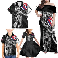 Hawaii King Flag Family Matching Off Shoulder Maxi Dress and Hawaiian Shirt Hawaiian Maile Lei - Polynesian Pride