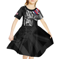 Hawaii King Flag Kid Short Sleeve Dress Hawaiian Maile Lei - Polynesian Pride