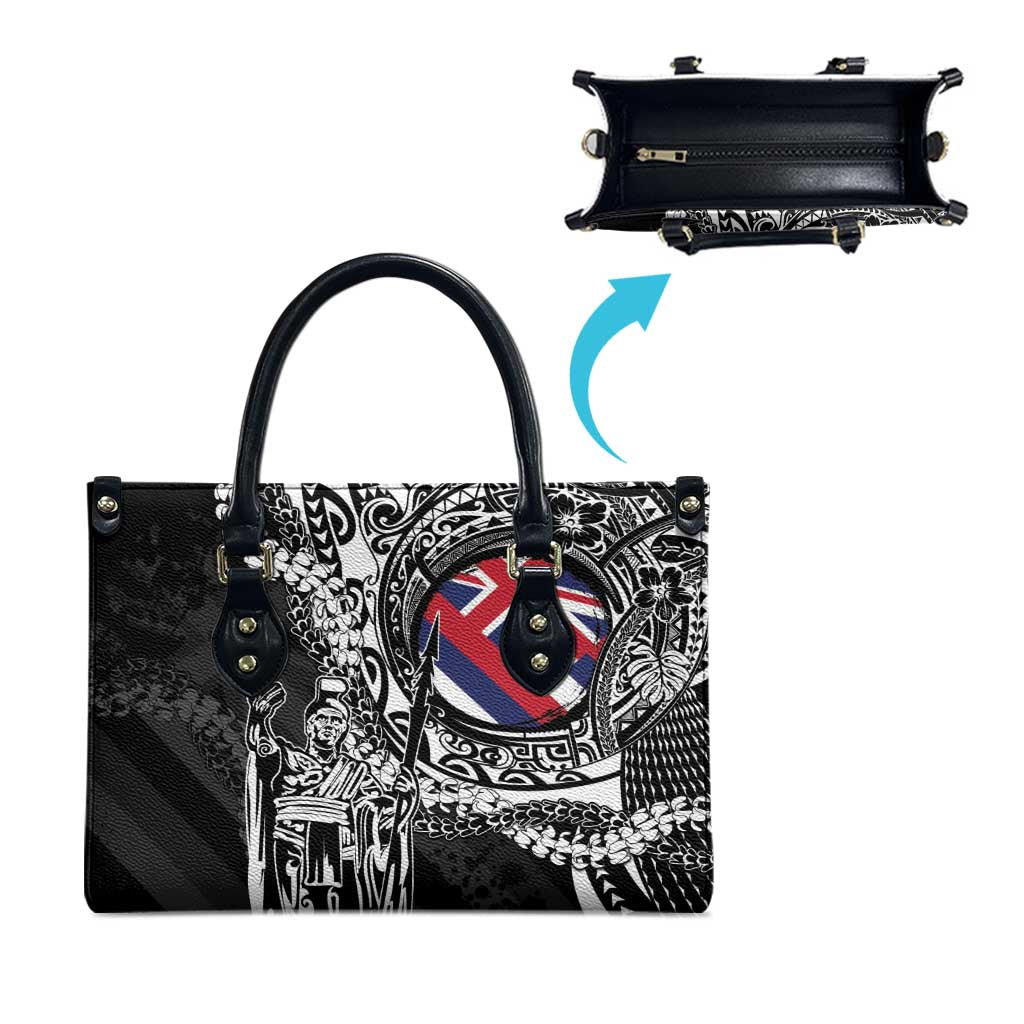 Hawaii King Flag Leather Bag Hawaiian Maile Lei - Polynesian Pride