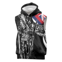 Hawaii King Flag Sleeveless Zip Hoodie Hawaiian Maile Lei LT05 Black - Polynesian Pride
