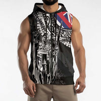 Hawaii King Flag Sleeveless Zip Hoodie Hawaiian Maile Lei LT05 - Polynesian Pride
