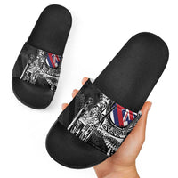 Hawaii King Flag Slide Sandals Hawaiian Maile Lei - Polynesian Pride