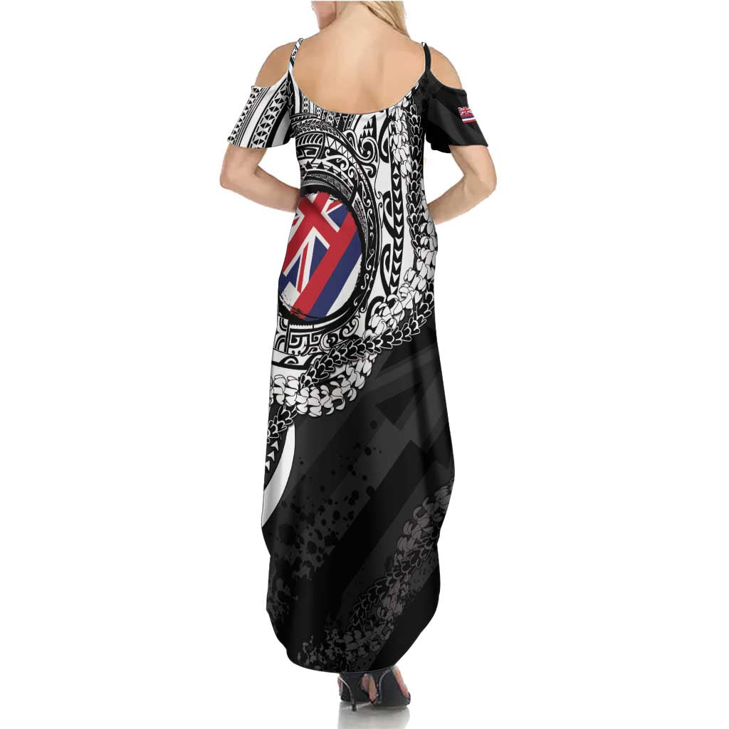 Hawaii King Flag Summer Maxi Dress Hawaiian Maile Lei - Polynesian Pride