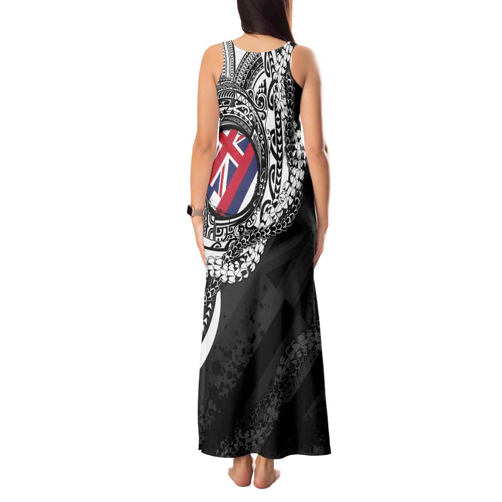 Hawaii King Flag Tank Maxi Dress Hawaiian Maile Lei - Polynesian Pride