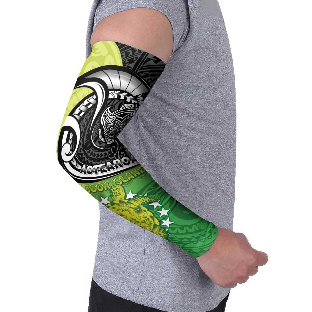 Personalised New Zealand Cook Islands Arm Sleeves Maori Tiki With Circle Stars Turtle LT05 - Polynesian Pride